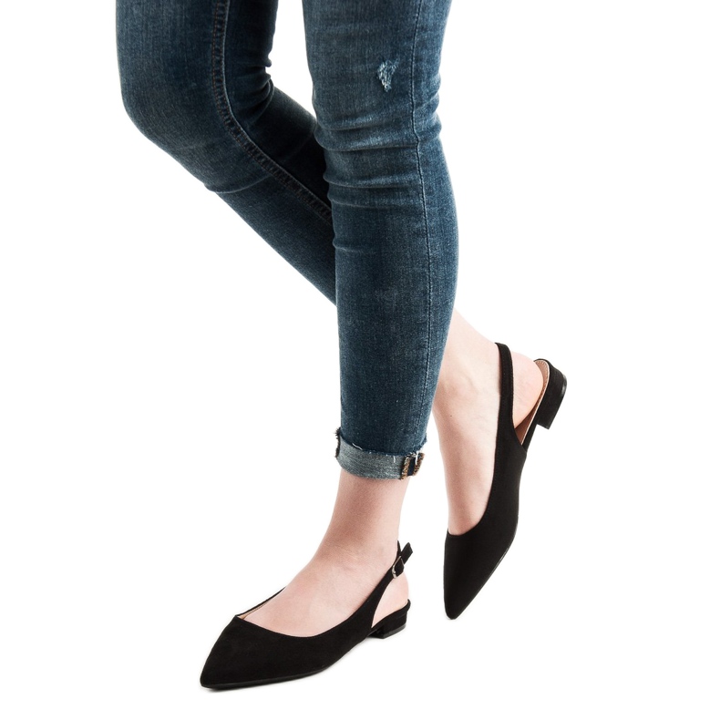 SHELOVET Módní semišové balerínky černá 1