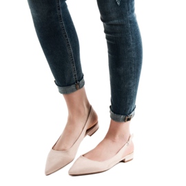 SHELOVET Módní semišové balerínky hnědý 2