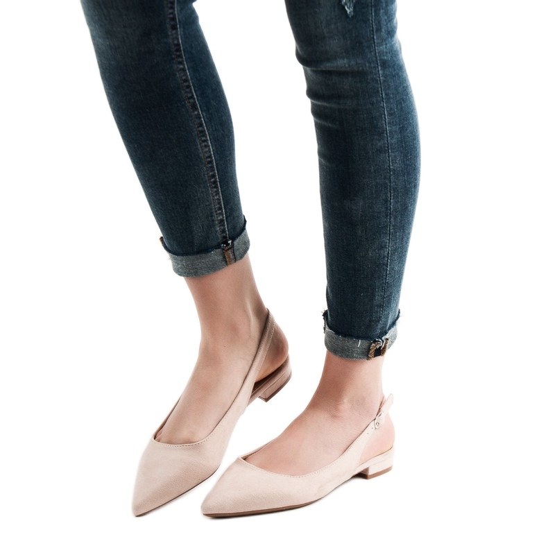 SHELOVET Módní semišové balerínky hnědý 2