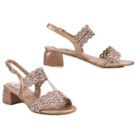 Kylie Stylové sandály na vysokém podpatku zlatý 1