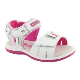American Club Dívčí sandály s vložkou Butterfly DR09 White/Pink Leather bílý 1