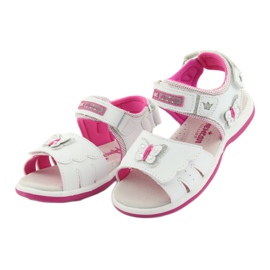 American Club Dívčí sandály s vložkou Butterfly DR09 White/Pink Leather bílý 3