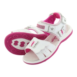 American Club Dívčí sandály s vložkou Butterfly DR09 White/Pink Leather bílý 4