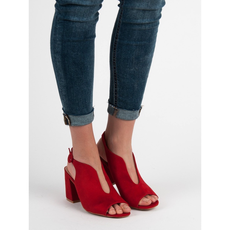 Milaya Stylové uzavřené sandály červené 2
