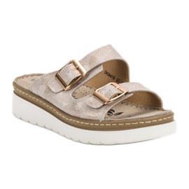 Filippo Pohodlné kožené přezůvky hnědý žlutá 1