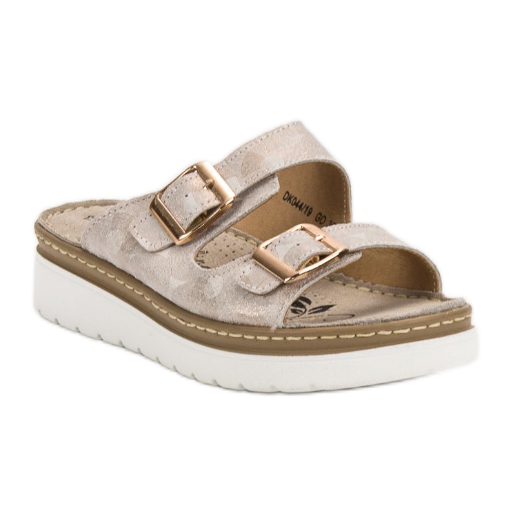 Filippo Pohodlné kožené přezůvky hnědý žlutá 1