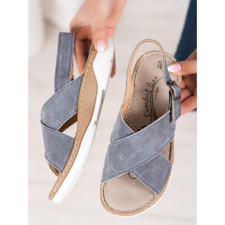 Filippo Kožené Sandály Na Platformě šedá 2