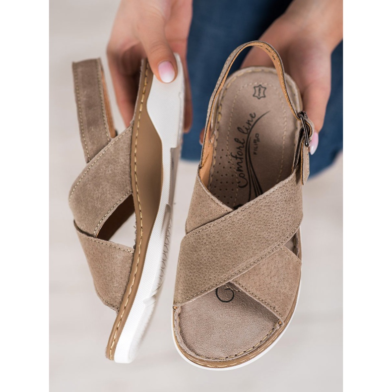 Filippo Kožené Sandály Na Platformě hnědý 1