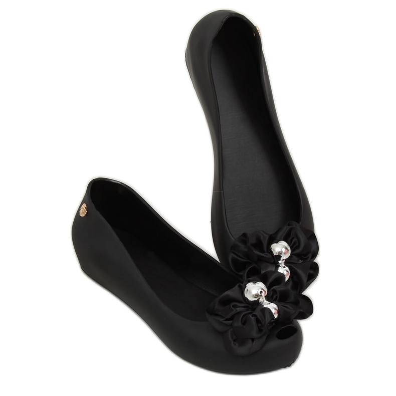 Balerínky Meliski s černou mašlí CK-86P Black černý 1