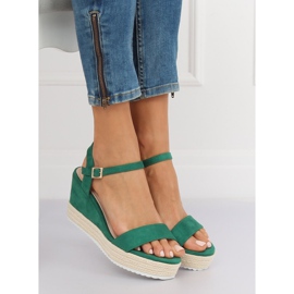 Zelené espadrilky klínové sandály LY9109 Green zelený 1