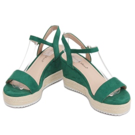 Zelené espadrilky klínové sandály LY9109 Green zelený 2