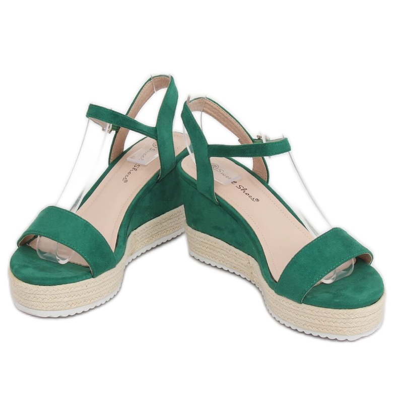 Zelené espadrilky klínové sandály LY9109 Green zelený 2
