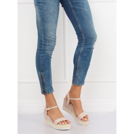 Béžové sandály na klínových espadrilkách LY9109 Beige béžový 2