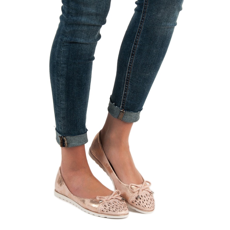 SHELOVET Neformální baletky žlutá růžový 2