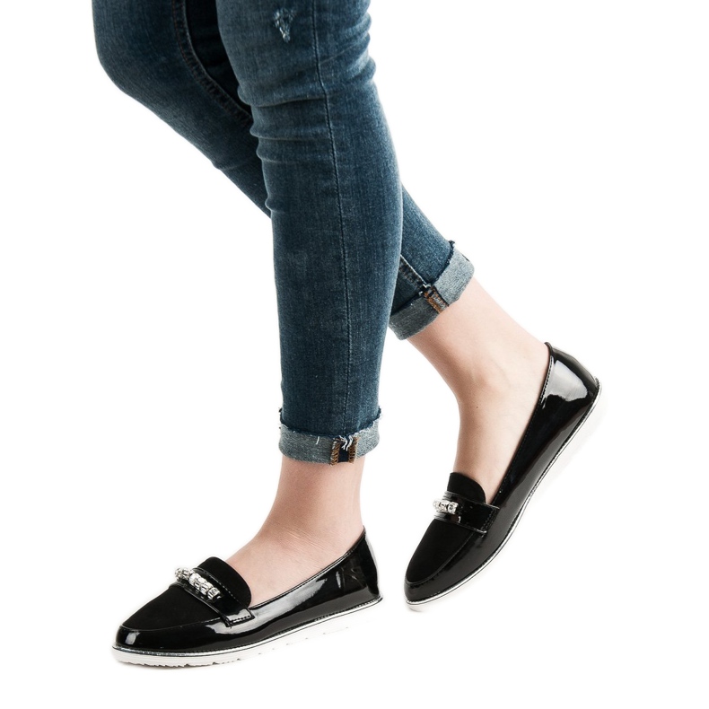 SHELOVET Černě lakované mokasíny černý 1