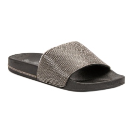 Best Shoes Pantofle s krychlovým zirkonem černý 1