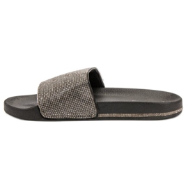Best Shoes Pantofle s krychlovým zirkonem černý 2