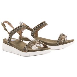 Kylie Khaki klínové sandály zelená 1