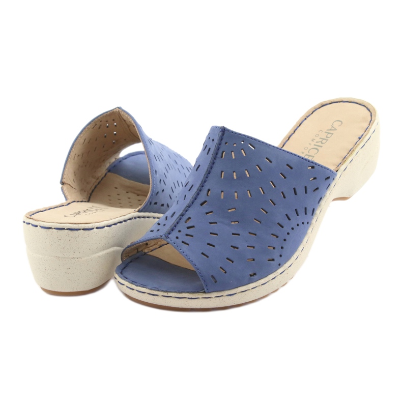 Dámské pantofle klínové džíny Caprice 27351 modrý 4