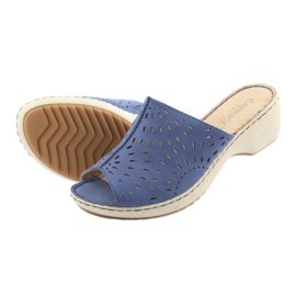 Dámské pantofle klínové džíny Caprice 27351 modrý 5