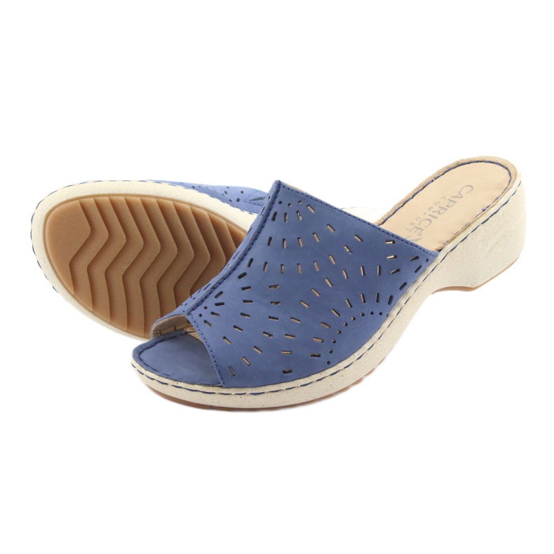 Dámské pantofle klínové džíny Caprice 27351 modrý 5