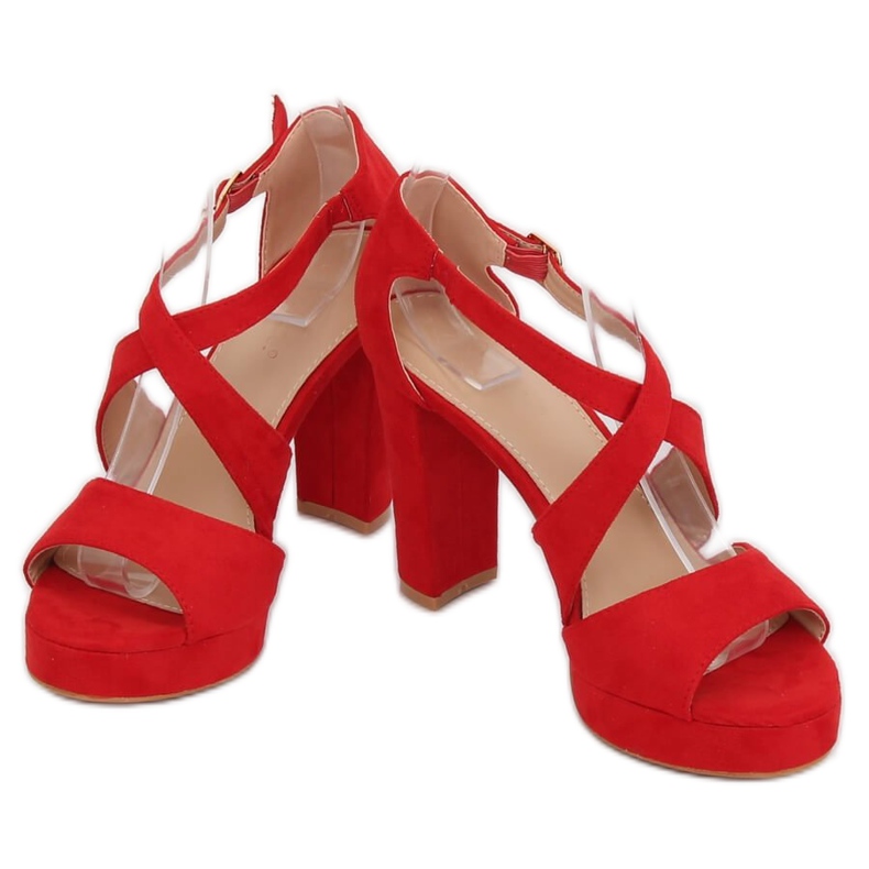 Červené sandály VV-23 Červené na platformě 1