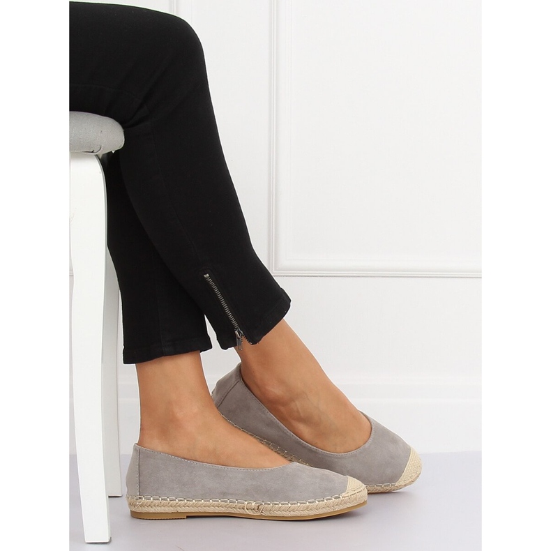 Šedé balerínky espadrilky N-2980 Grey šedá 1