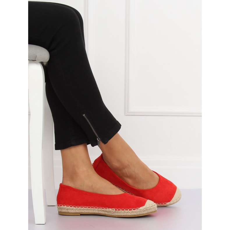 Červená balerína espadrilky N-2980 červená červený 2