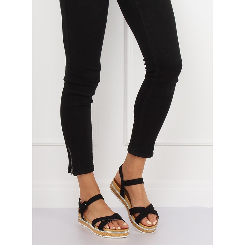 Černé dámské sandály Y1521 Black černá 1 Černé dámské sandály Y1521 Black černá 1