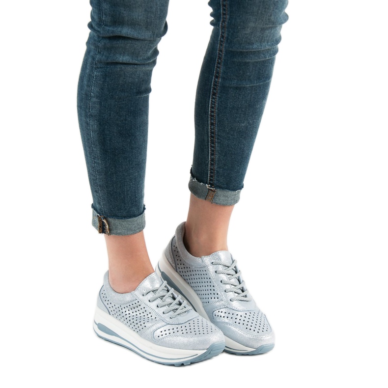 Filippo Kožené brokátové boty modrý 2