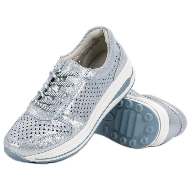 Filippo Kožené brokátové boty modrý 1