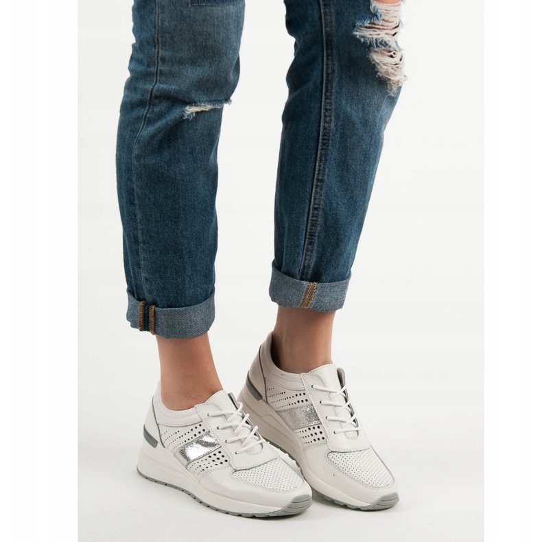 Filippo Kožené klínové tenisky bílý 2