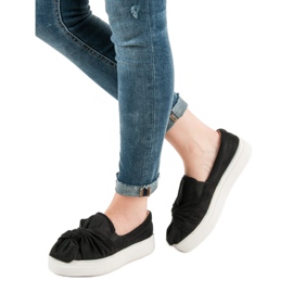 Semišové slipy s mašlí VICES černý 1