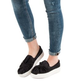 Semišové slipy s mašlí VICES černá 2