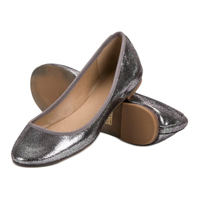 SHELOVET Lesklé balerínky šedá 1 SHELOVET Lesklé balerínky šedá 1