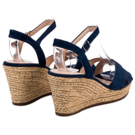 Best Shoes Tmavě modré sandály na klínku modrý 1