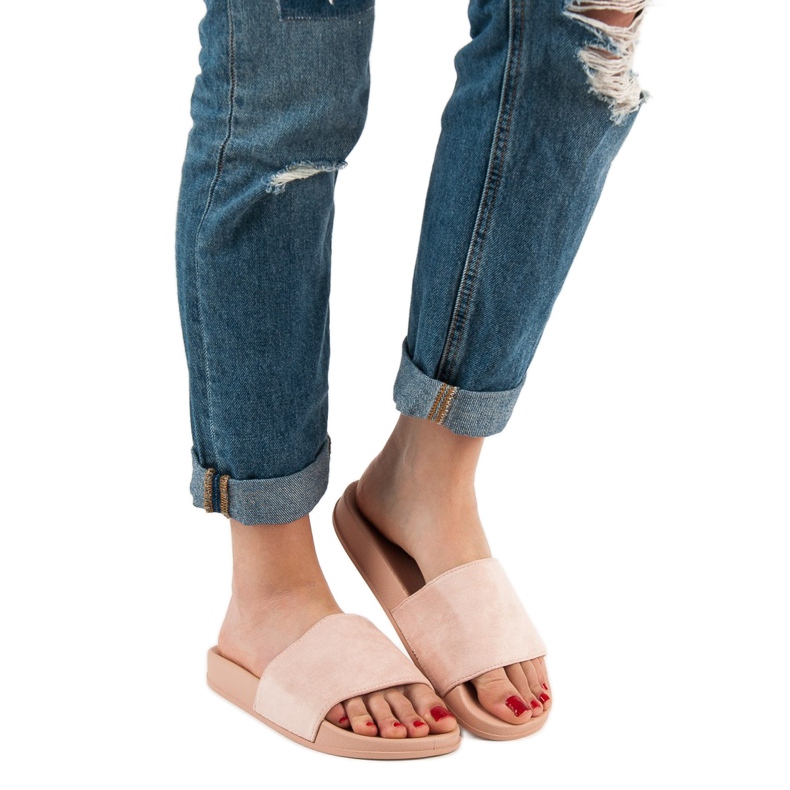 Queen Vivi Pohodlné semišové pantofle růžový 2