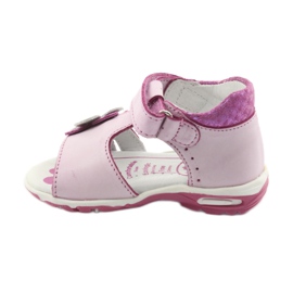 Růžové sandály s květinami Ren But 1406 růžový bílý 3