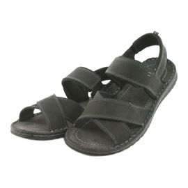 Riko Pánské sportovní kožené sandály 852 černé černá 3