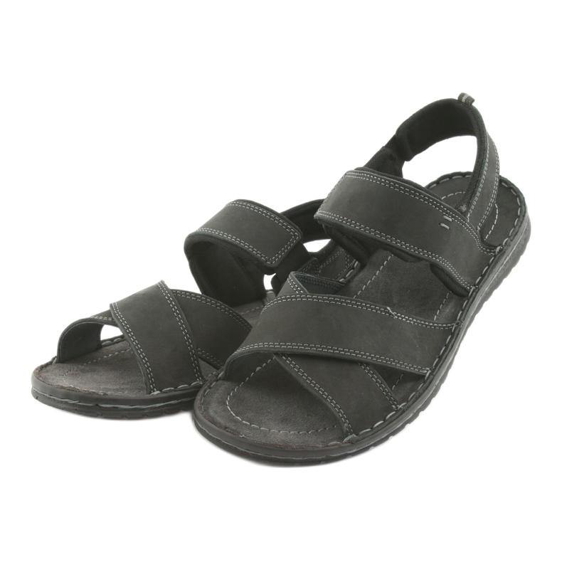 Riko Pánské sportovní kožené sandály 852 černé černá 3