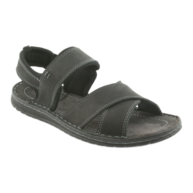 Riko Pánské sportovní kožené sandály 852 černé černá 1