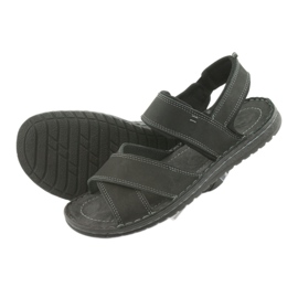 Riko Pánské sportovní kožené sandály 852 černé černá 4