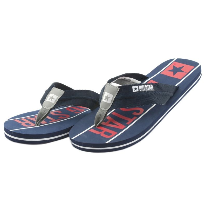 Pánské tmavomodré pantofle Big Star 174658 bílý červené námořnická modrá 3