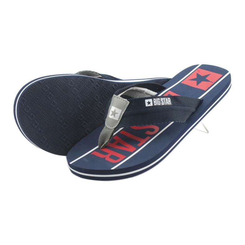 Pánské tmavomodré pantofle Big Star 174658 bílý červené námořnická modrá 4