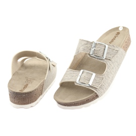 Dámské béžové pantofle Inblu NM013 se stříbrnými částečkami hnědý šedá 4