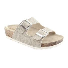 Dámské béžové pantofle Inblu NM013 se stříbrnými částečkami hnědý šedá 1