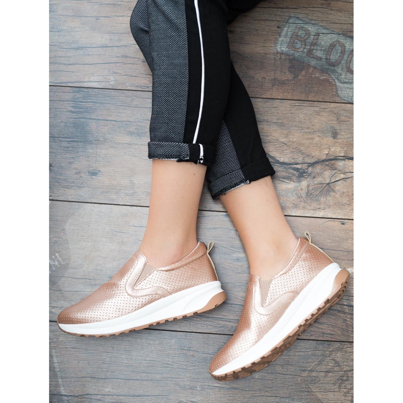 SHELOVET Zlaté nazouvací boty růžový 1