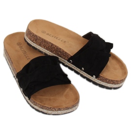 Černé pantofle espadrilky BJS-002 Black černá 2 Černé pantofle espadrilky BJS-002 Black černá 2