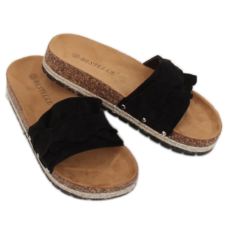 Černé pantofle espadrilky BJS-002 Black černá 2 Černé pantofle espadrilky BJS-002 Black černá 2