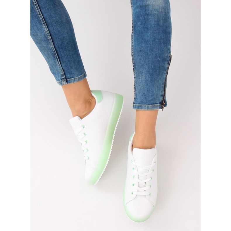 Dámské bílé a zelené tenisky 9118 Green bílý zelený 2